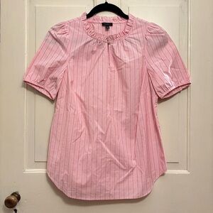 NWOT Talbots Stripe Short Sleeve Cotton Popover Blouse, size XS